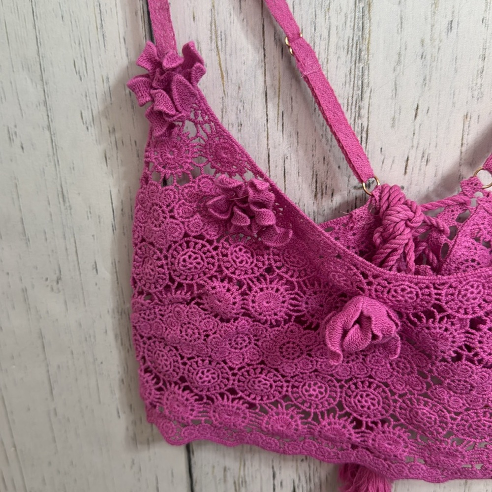 Free People Pink Lace Crop Top - Picture 3 of 9